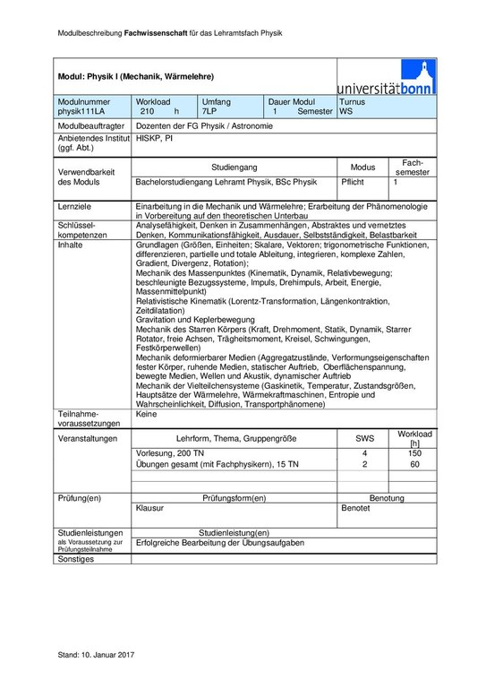 Modulhandbuch BLA PO 2017