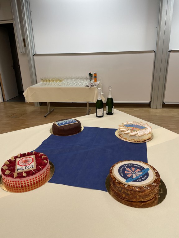 The four pies represent the four large experiments at CERN (ATLAS, ALICE, LHCB and CMS).